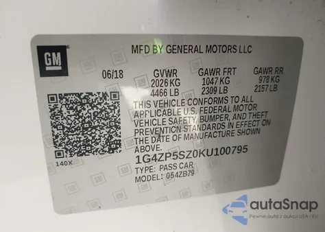 2019 Buick Lacrosse Fwd Essence z USA, uszkodzony, nr VIN 1G4ZP5SZ0KU100795